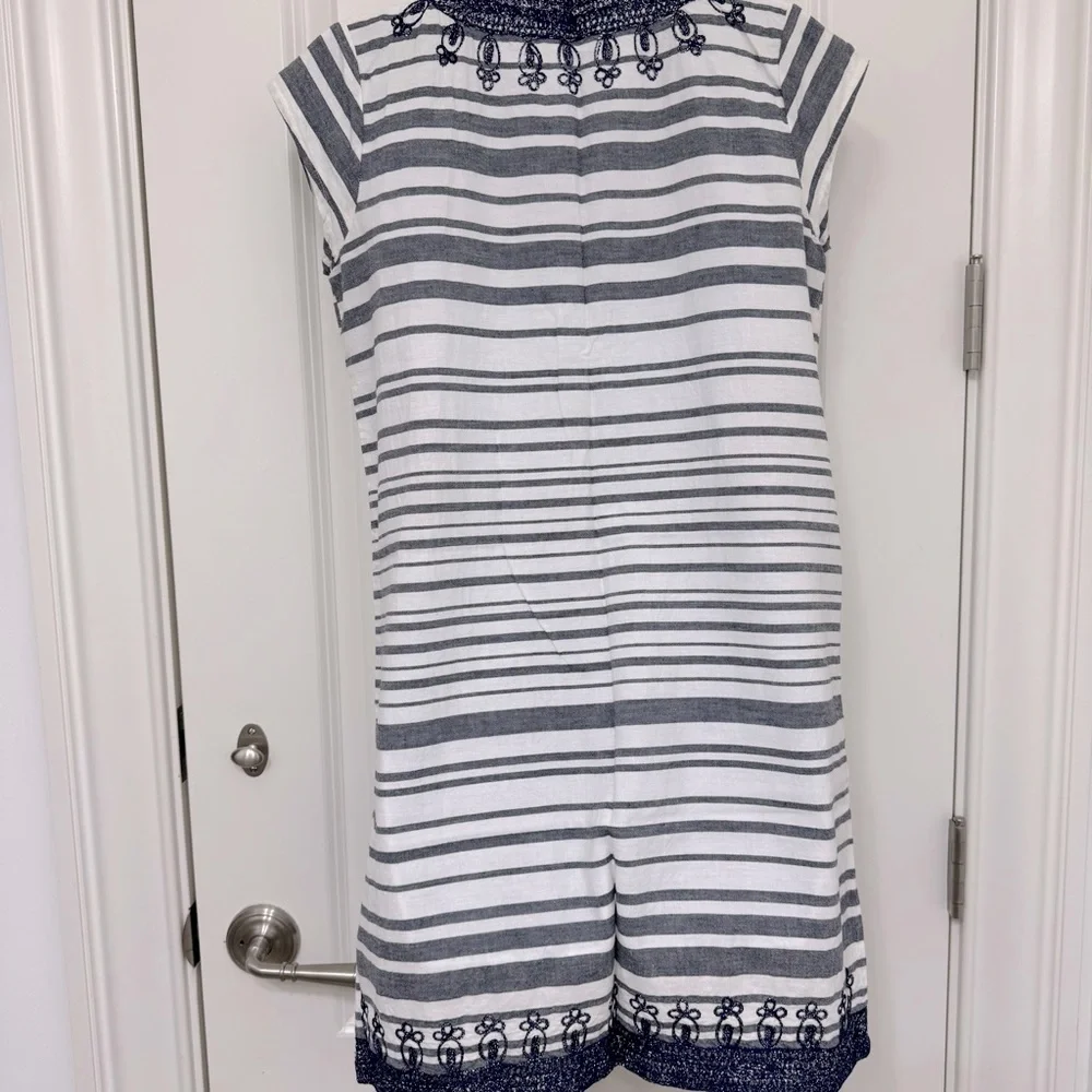 Calypso St. Barth Ro Striped Navy and White Embroidered Tunic Dress XS - Picture 7 of 8